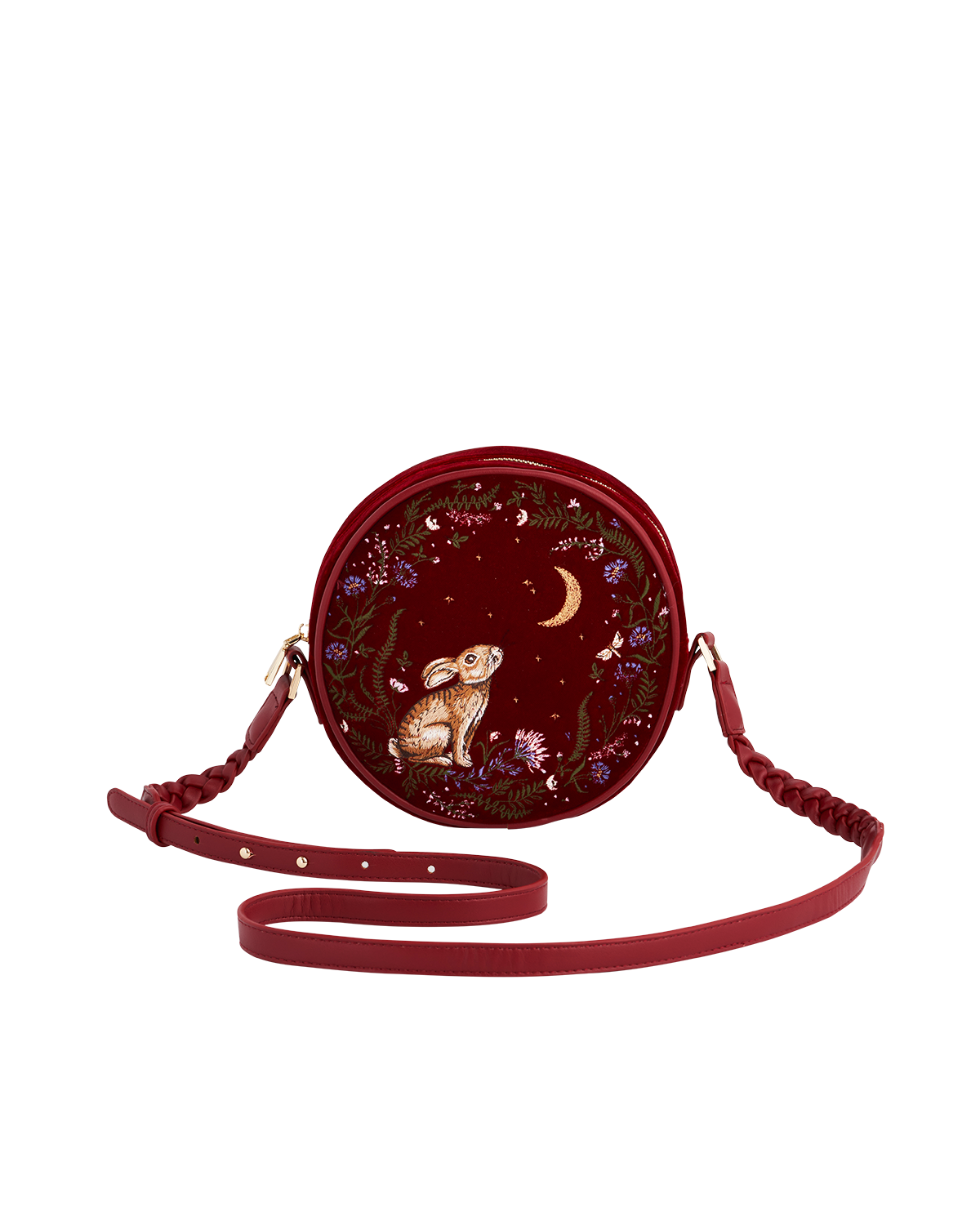 fable-england-star-gazing-rabbit-circle-bag-rot-bestickt-rund image 1