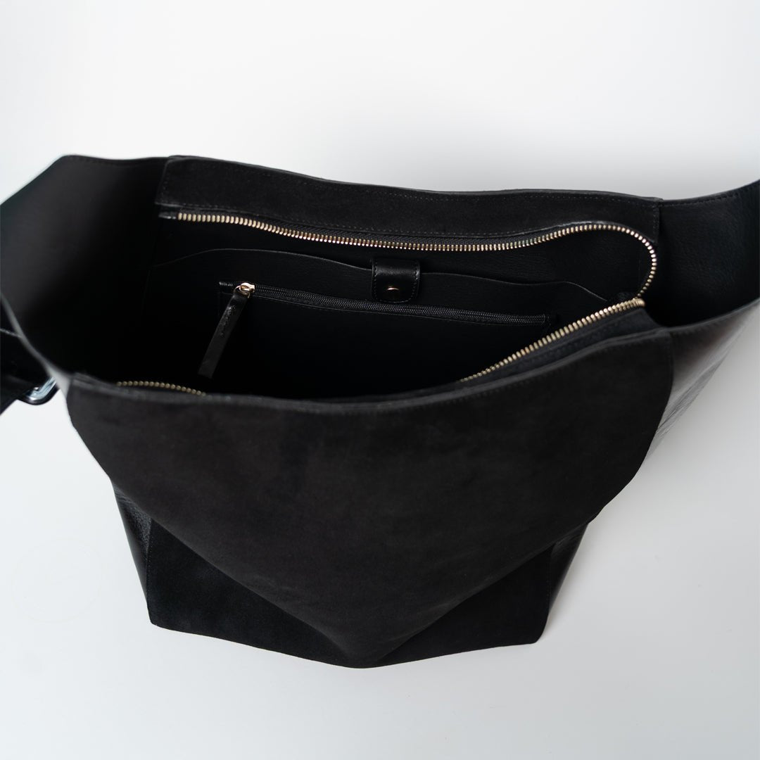 ann-kurz-vertical-shopper-tote-schwarz-suede-mix-laptopfach image 5