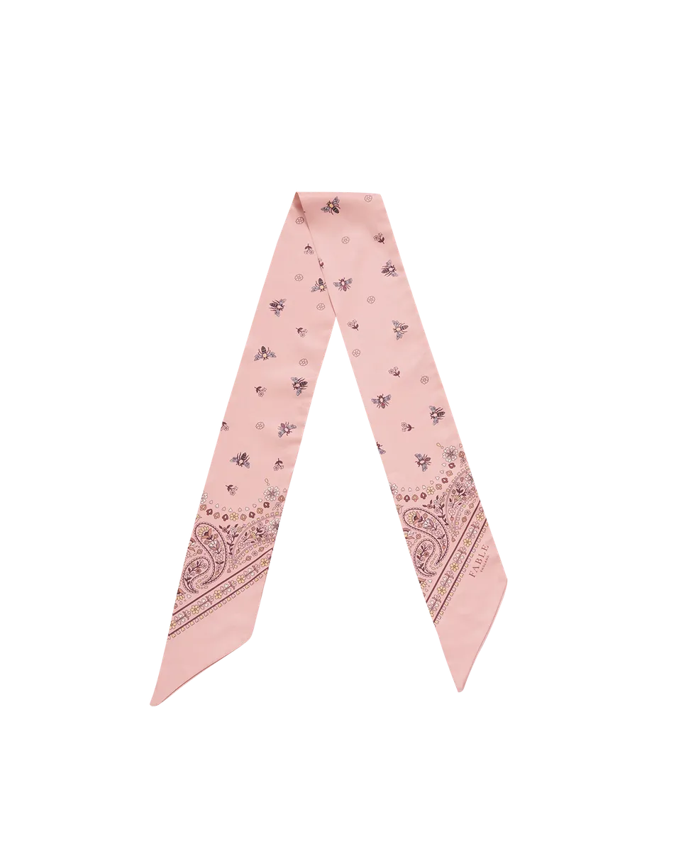 fable-england-eve-skinny-schal-pink-mit-bienen-print image 1