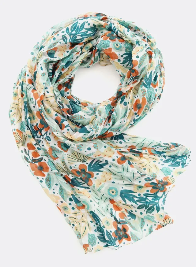 djian-flower-field-schal-aus-seide-beige-gr-n-100-x-175-cm image 1