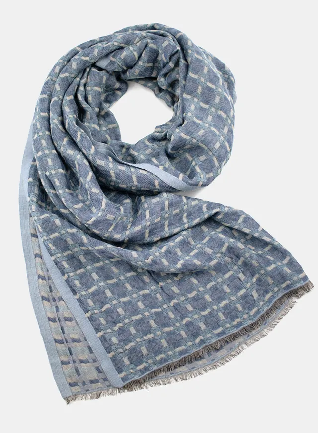 djian-katinka-schal-baumwolle-blau-karo-70x180-cm image 1