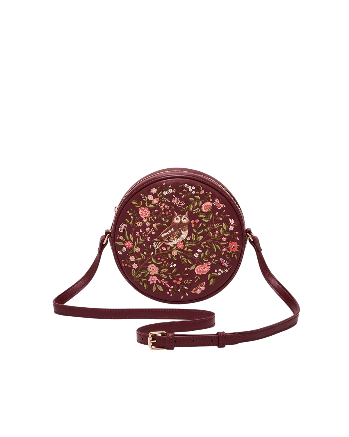 fable-england-chloe-owl-circle-tasche-umh-ngetasche-burgundy image 1
