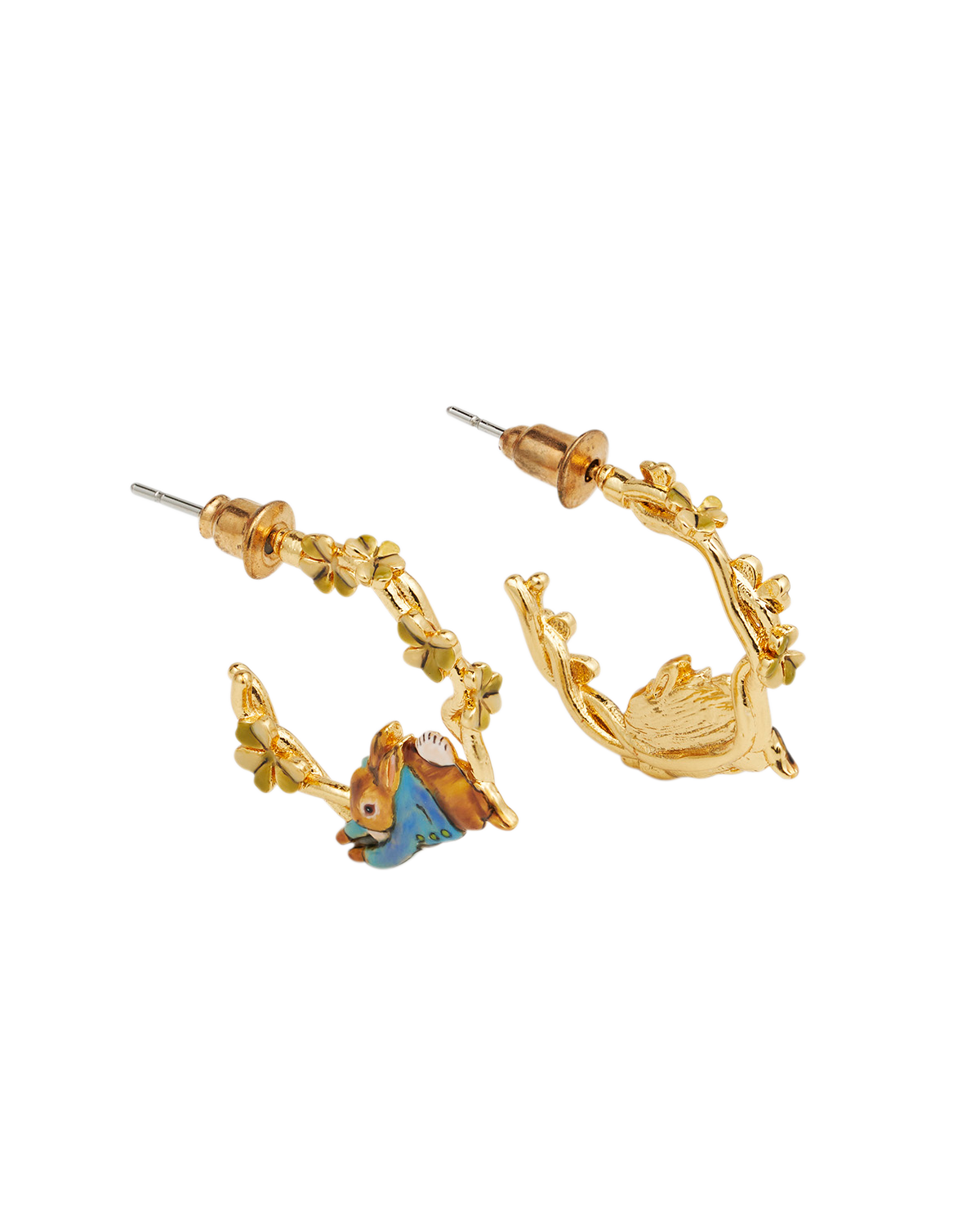 fable-england-jewellery-peter-rabbit-jumping-clover-creolen-gold image 1