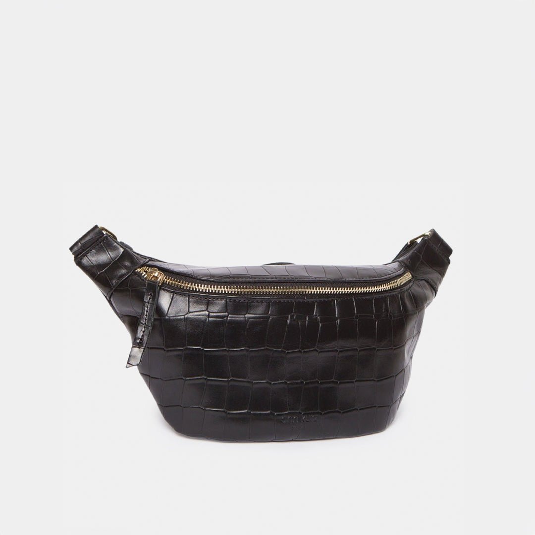 ann-kurz-fanny-pack-g-rteltasche-kroko-schwarz-leder image 1
