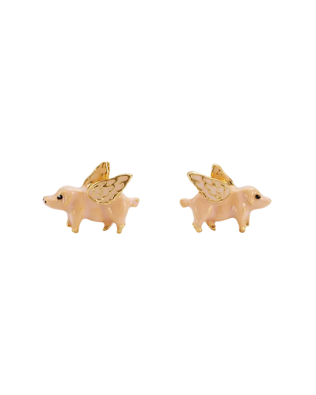 fable-england-flying-pig-ohrstecker-gold-emaille-schwein image 1