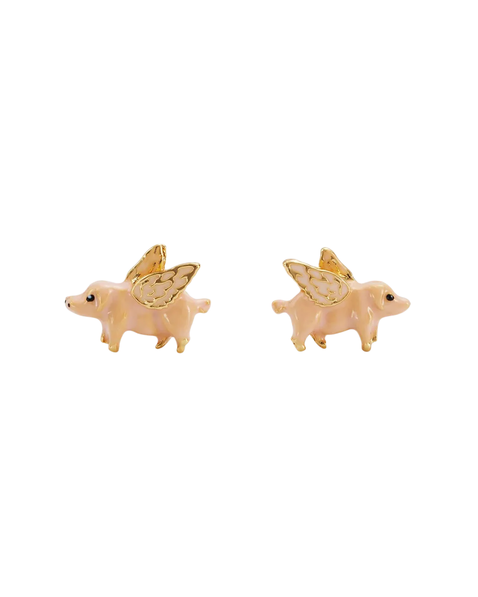 fable-england-flying-pig-ohrstecker-gold-emaille-schwein image 1