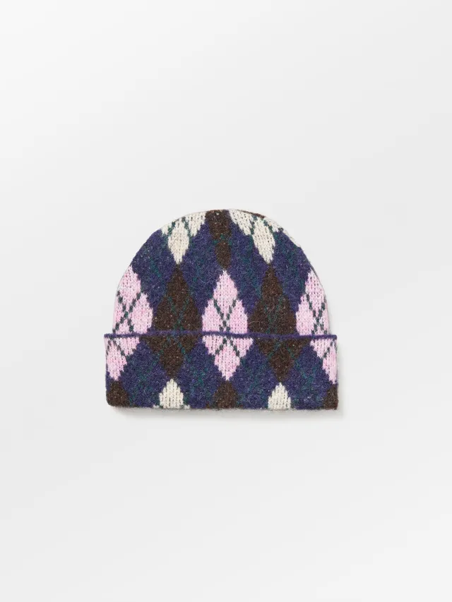 becks-ndergaard-argyle-wool-beanie-m-tze-blau-alpaka image 1