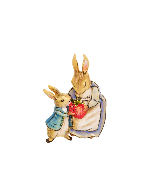 fable-england-peter-rabbit-mrs-rabbit-brosche-gold-emaille image 1