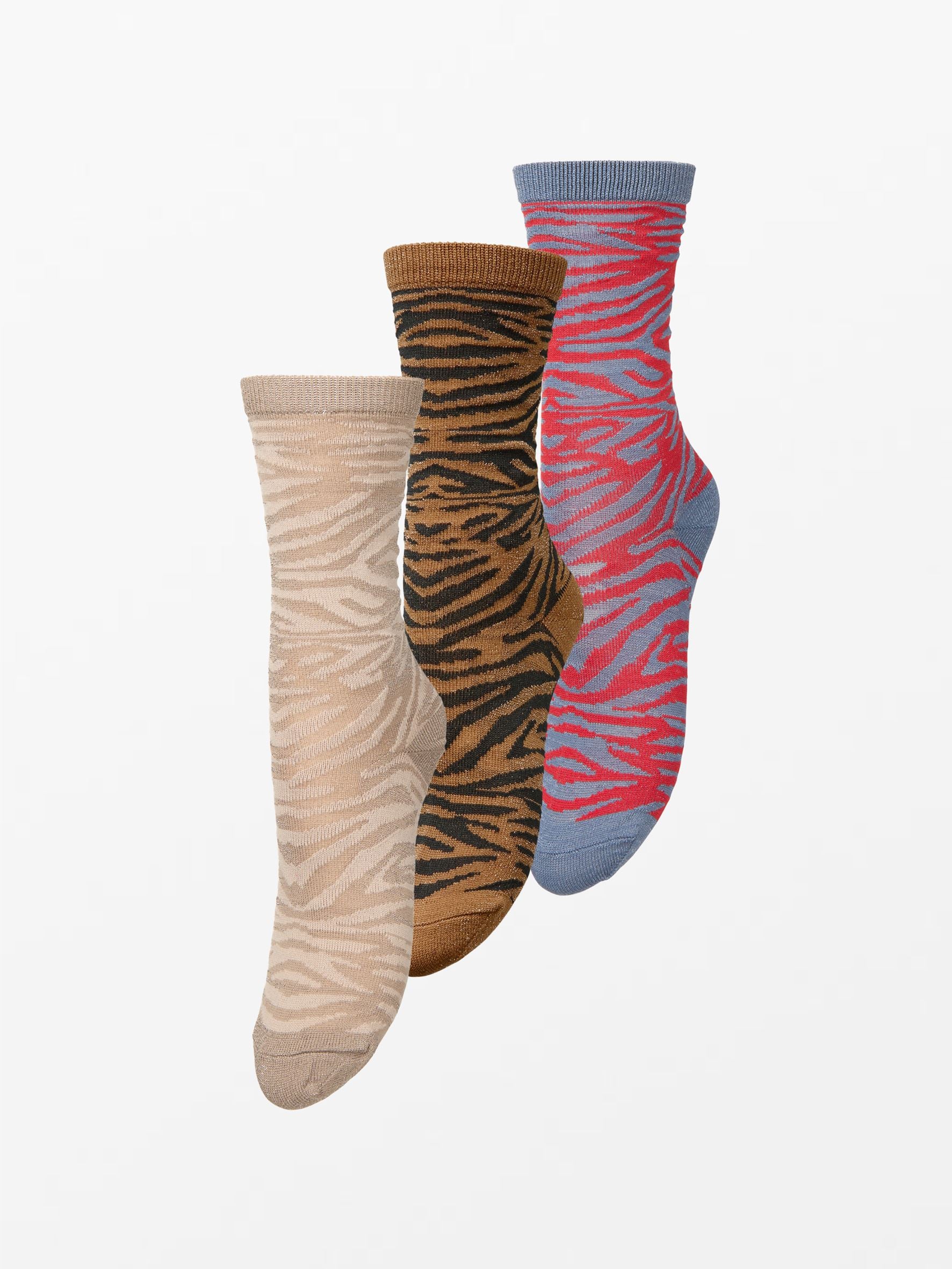 becks-ndergaard-tigarea-glitzer-socken-3er-pack-brown-sand-blue image 1