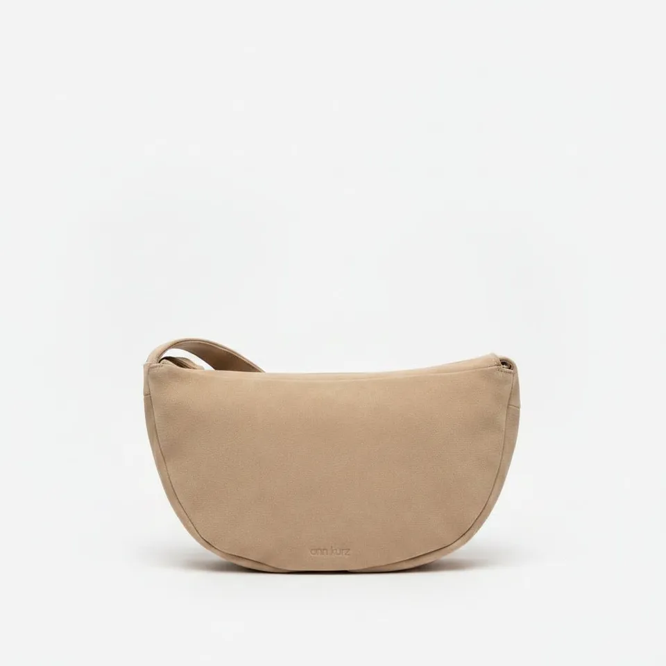 ann-kurz-soft-half-moon-schultertasche-velours-caramelo image 1