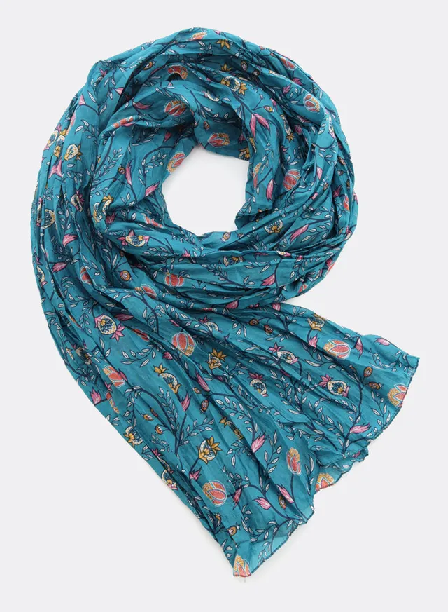 djian-jakoba-schal-seide-blau-floral-gecrasht image 1
