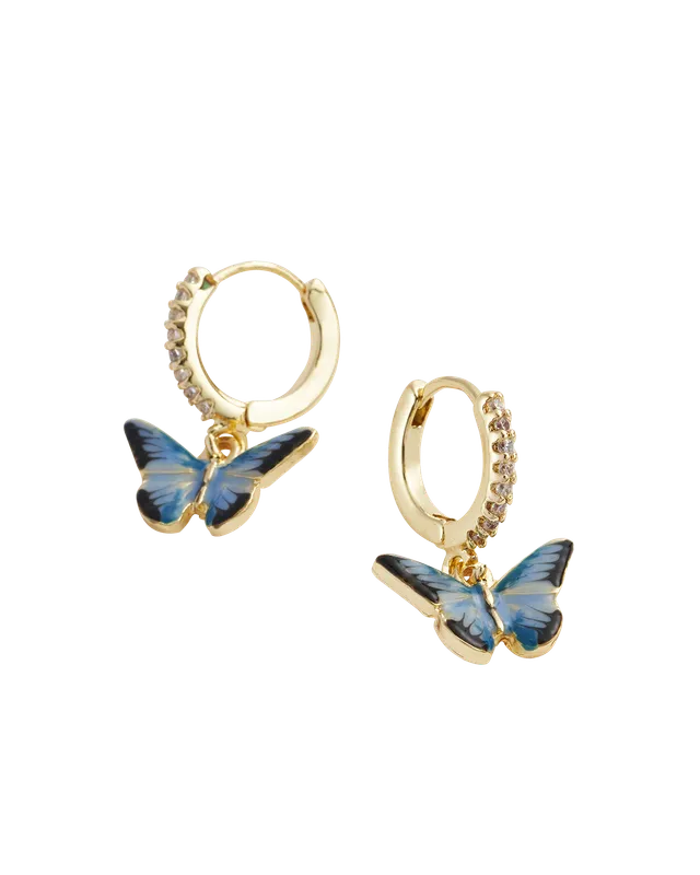fable-england-blue-butterfly-huggie-ohrringe-blau-emaille image 1