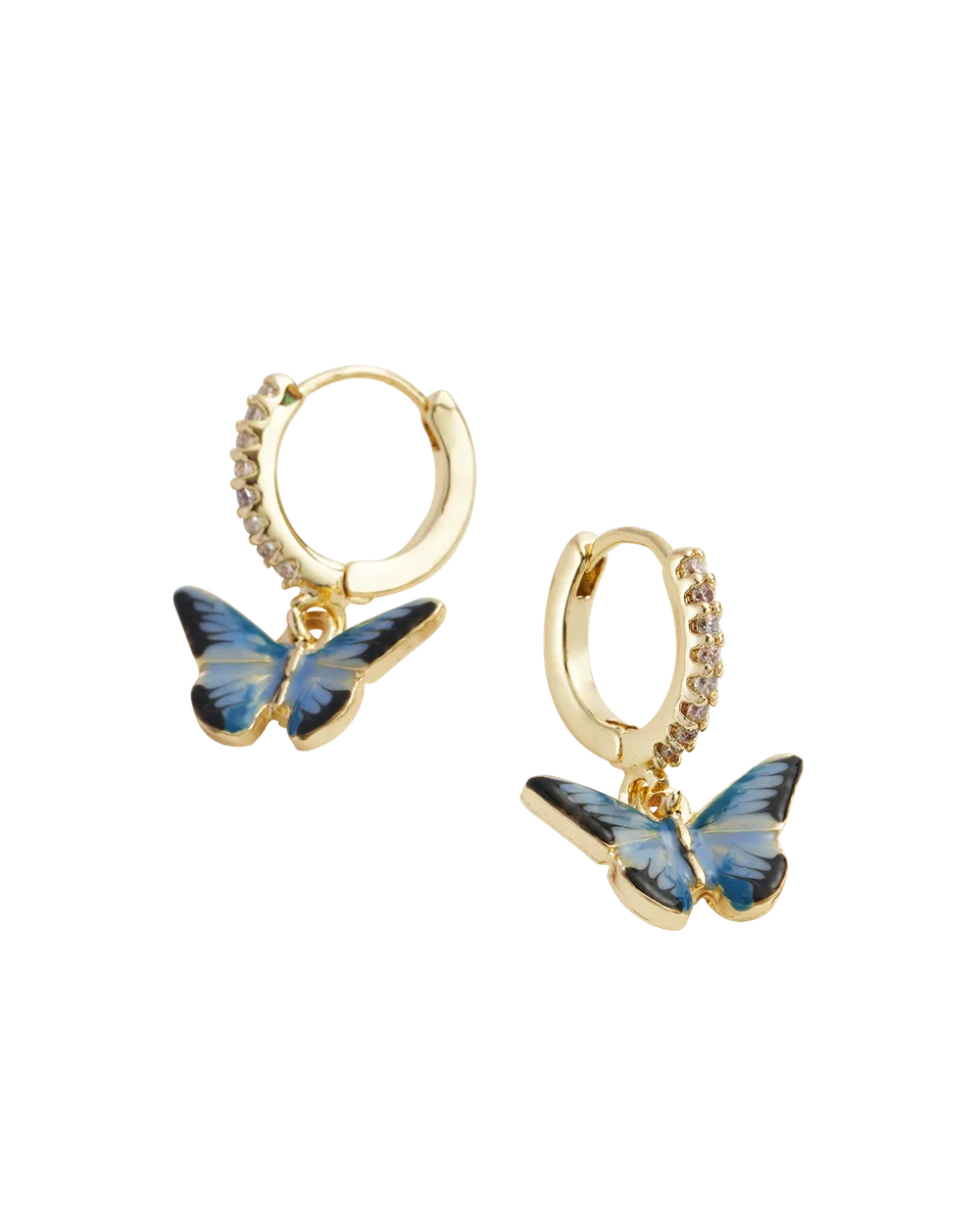 fable-england-blue-butterfly-huggie-ohrringe-blau-emaille image 1