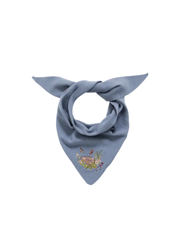 fable-england-hedgehog-dreieckstuch-schal-blau-stickerei image 1