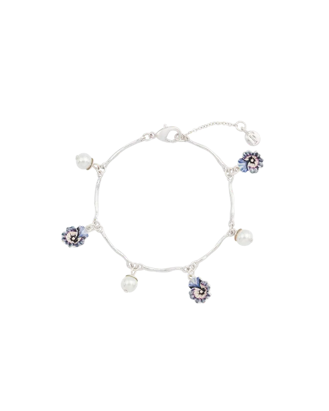 fable-england-pansy-pearl-armband-silber-blumen image 1