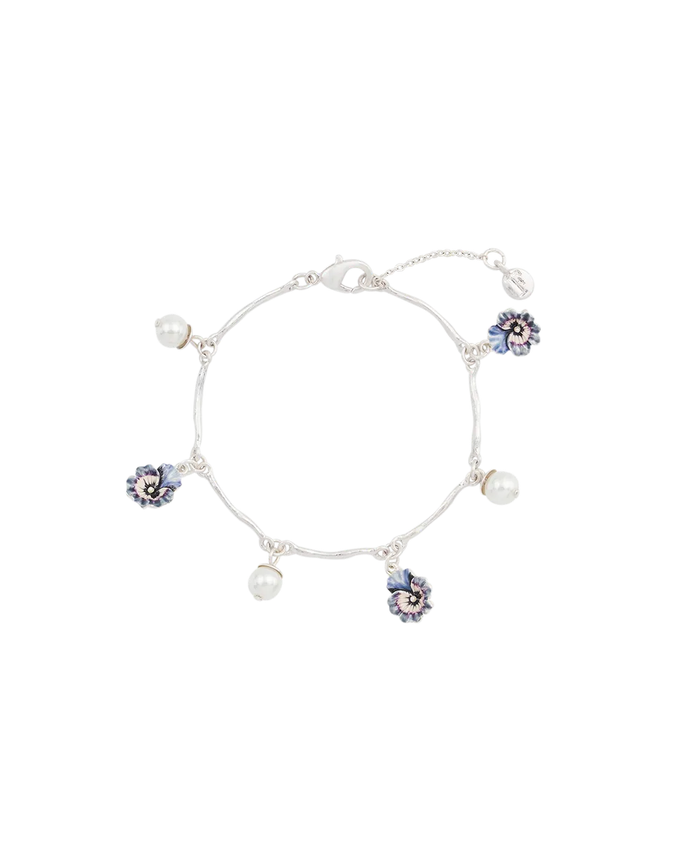 fable-england-pansy-pearl-armband-silber-blumen image 1