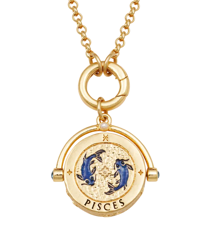 fable-england-jewellery-pisces-zodiac-spinner-halskette-gold-lapislazuli image 1