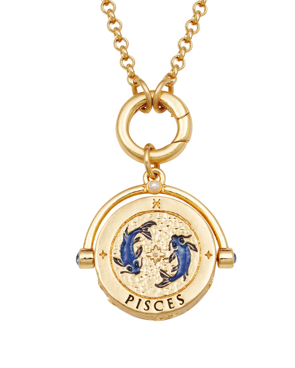 fable-england-jewellery-pisces-zodiac-spinner-halskette-gold-lapislazuli image 1