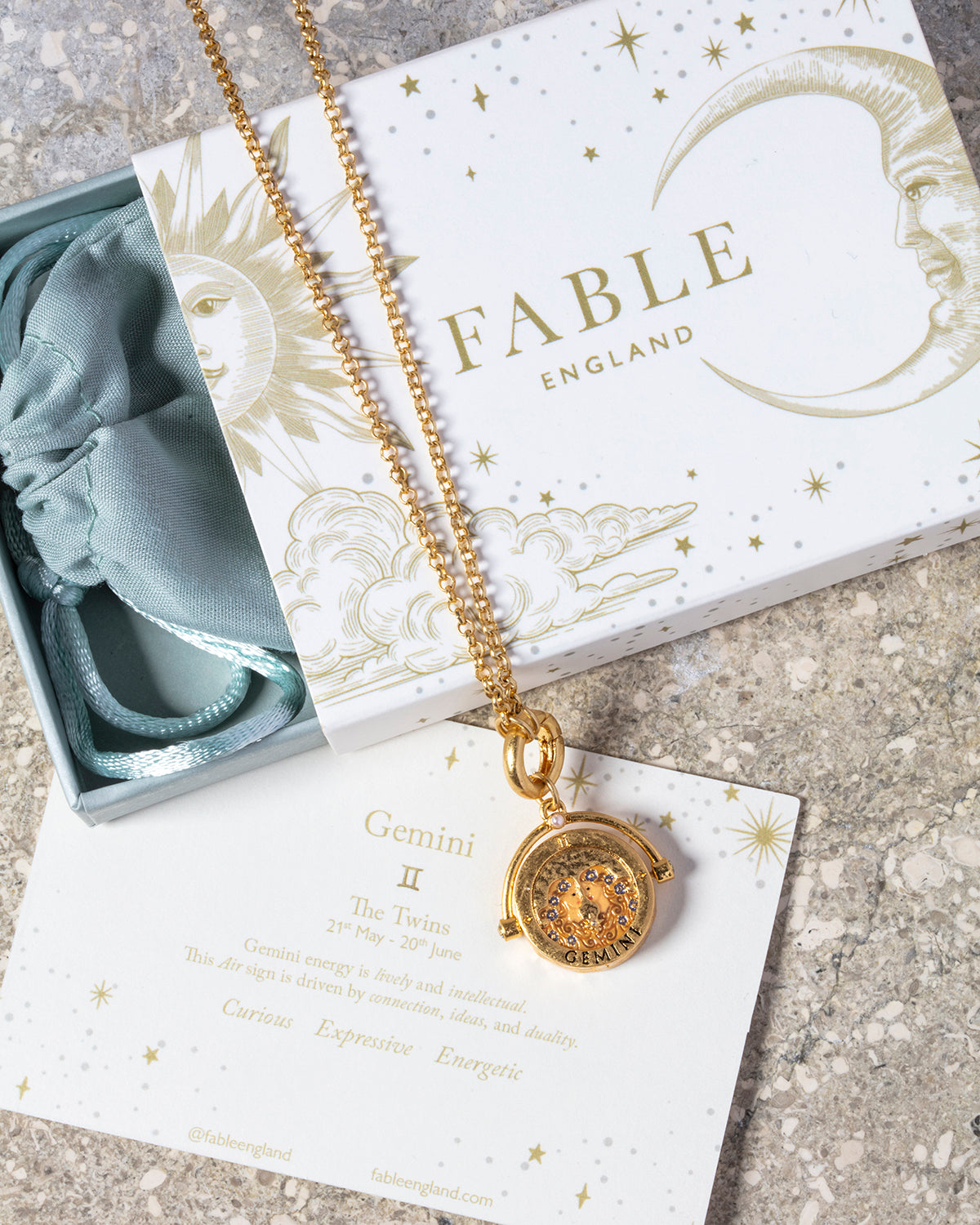 fable-england-gemini-zodiac-spinner-halskette-gold-sternzeichen image 5