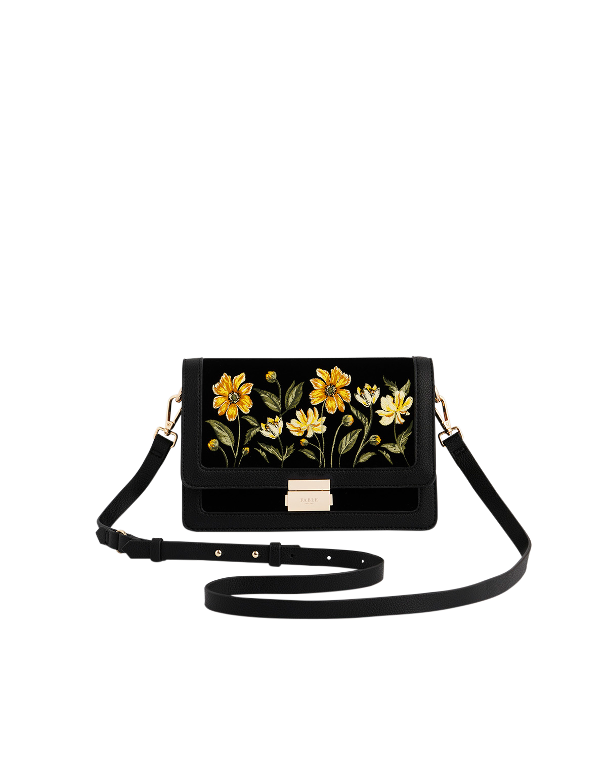 fable-england-botanical-foldover-tasche-schwarz-bestickt image 1