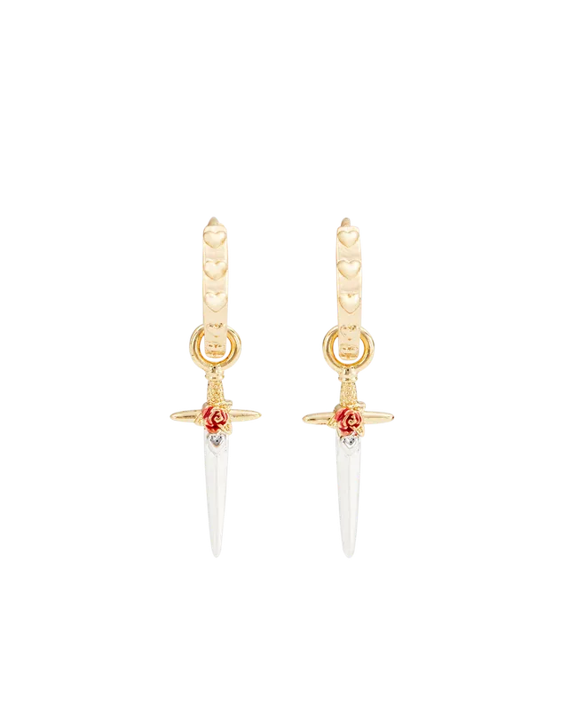 fable-england-jewellery-gold-rose-dagger-huggie-ohrringe image 1