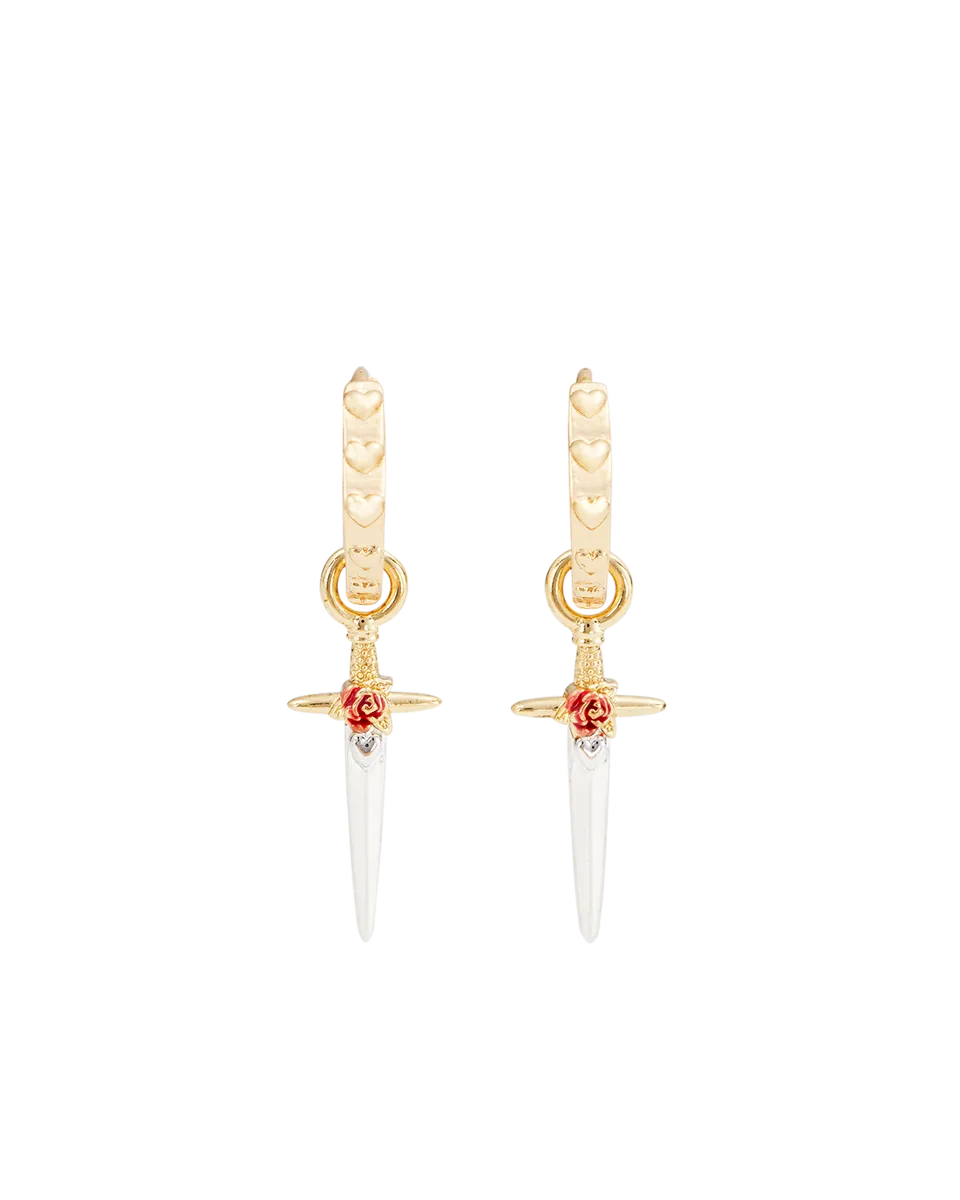 fable-england-jewellery-gold-rose-dagger-huggie-ohrringe image 1