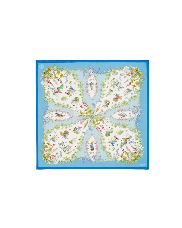 fable-england-peter-rabbit-tuch-blau-seide-quadrat-90 image 1