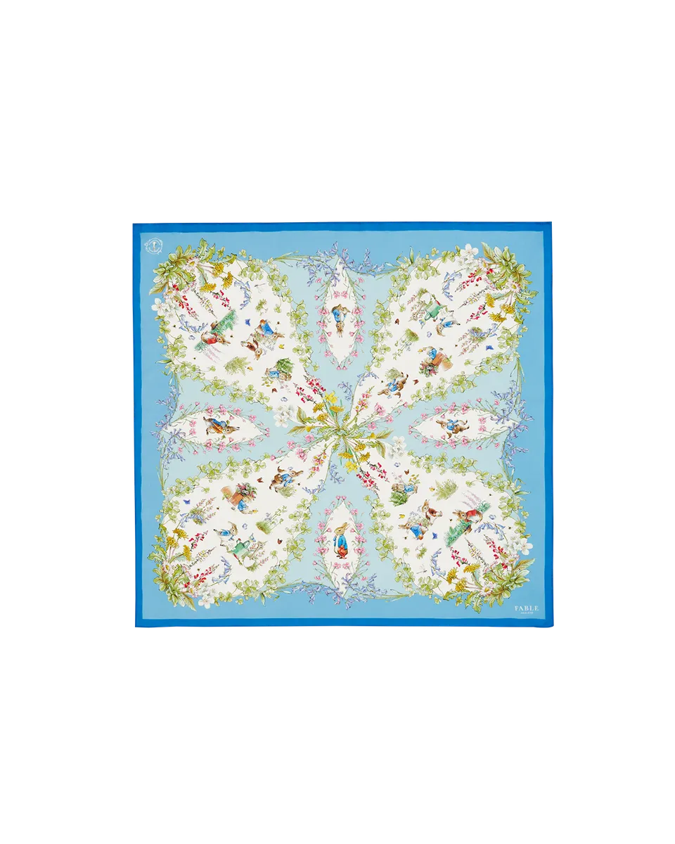 fable-england-peter-rabbit-tuch-blau-seide-quadrat-90 image 1