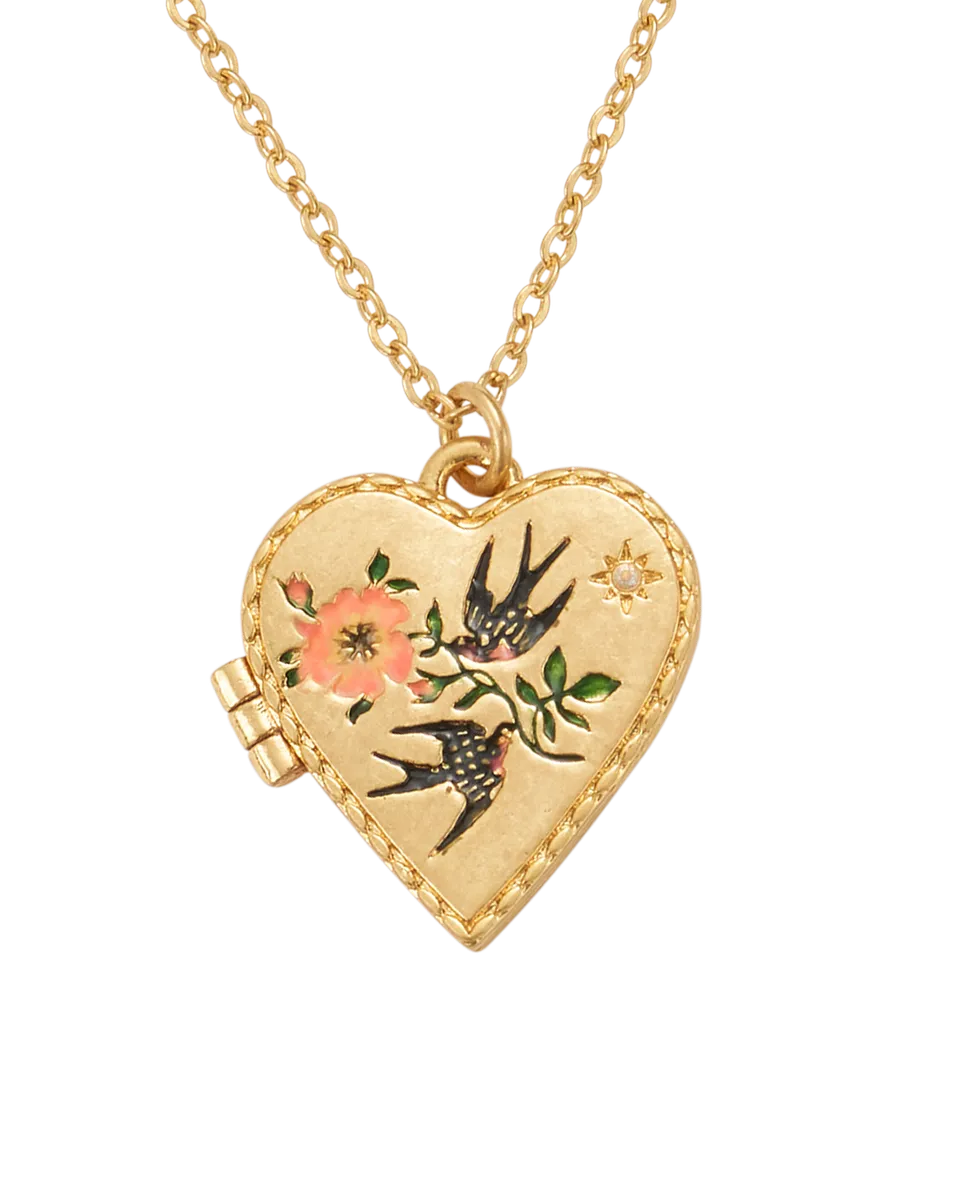 fable-england-swallow-heart-locket-halskette-gold-herz-medaillon image 1