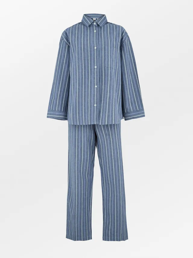 becks-ndergaard-striped-flannel-pyjamas-schlafanzug-blau image 1