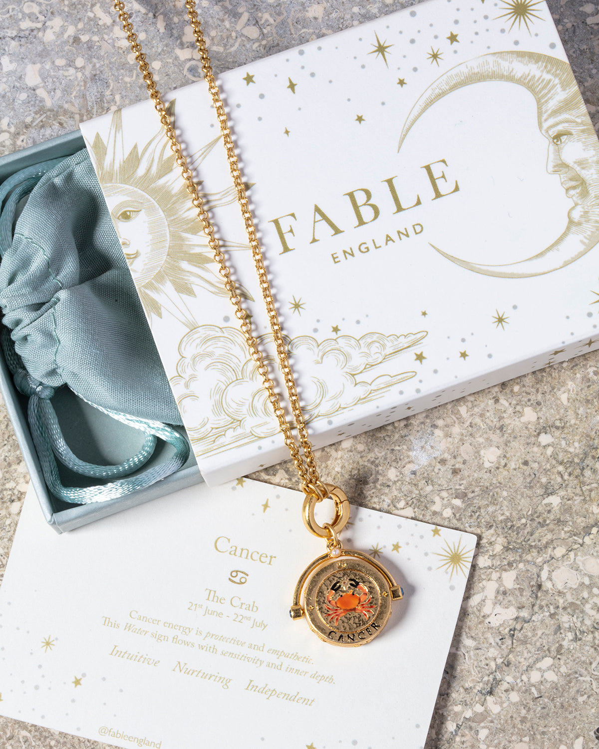 fable-england-cancer-zodiac-spinner-kette-gold-krebs-lapis image 5
