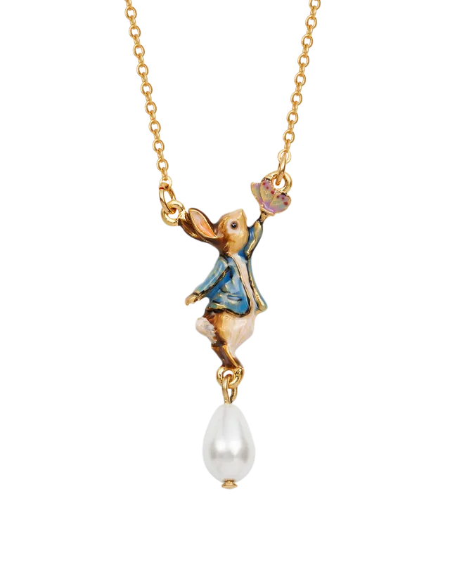 fable-england-peter-rabbit-butterfly-pearl-halskette-gold image 1