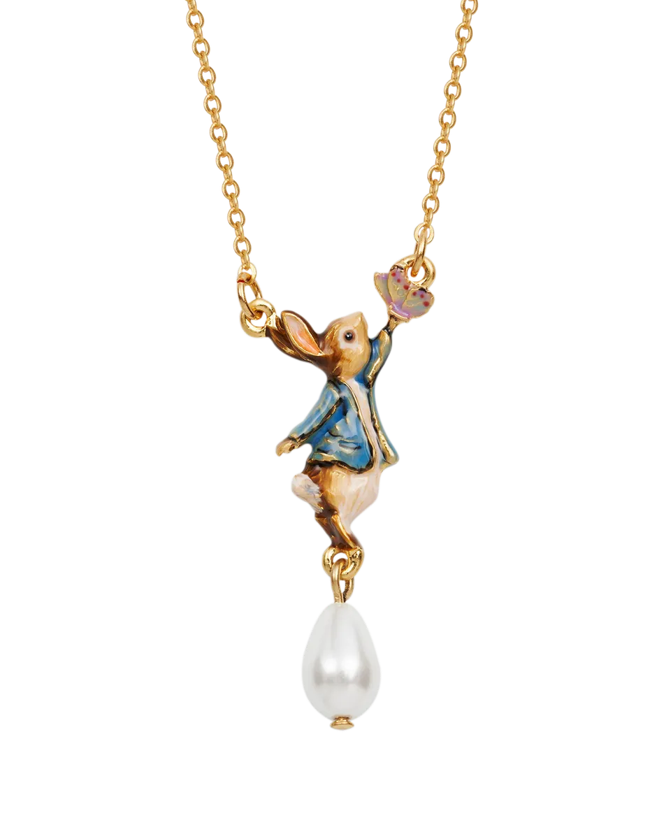fable-england-peter-rabbit-butterfly-pearl-halskette-gold image 1