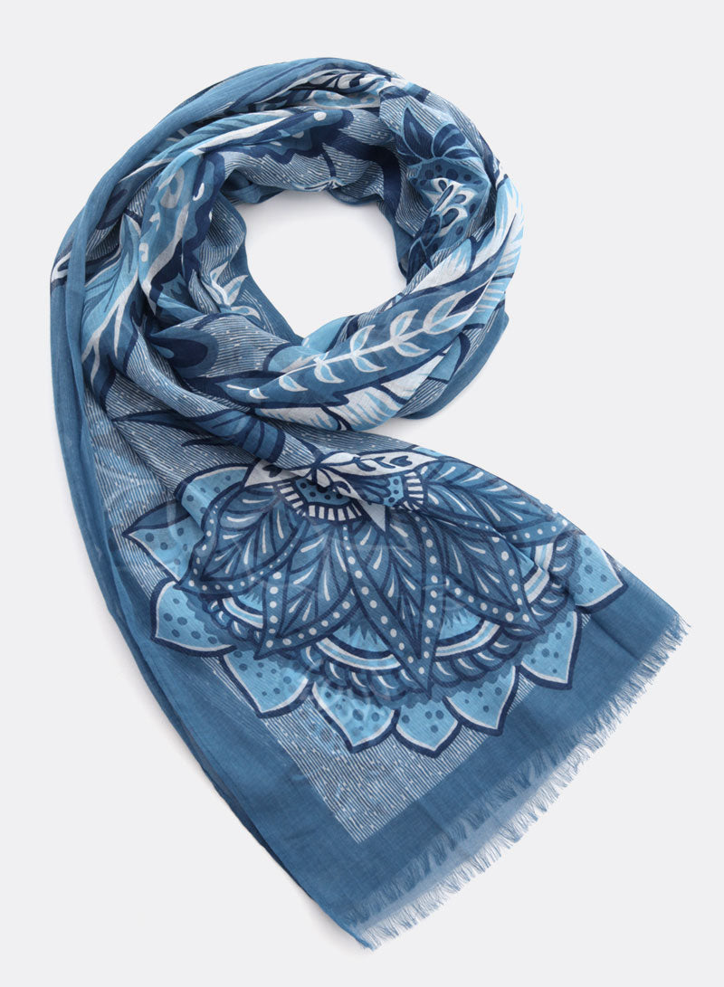 djian-dala-schal-baumwolle-blau-floral-kba-vegan image 1