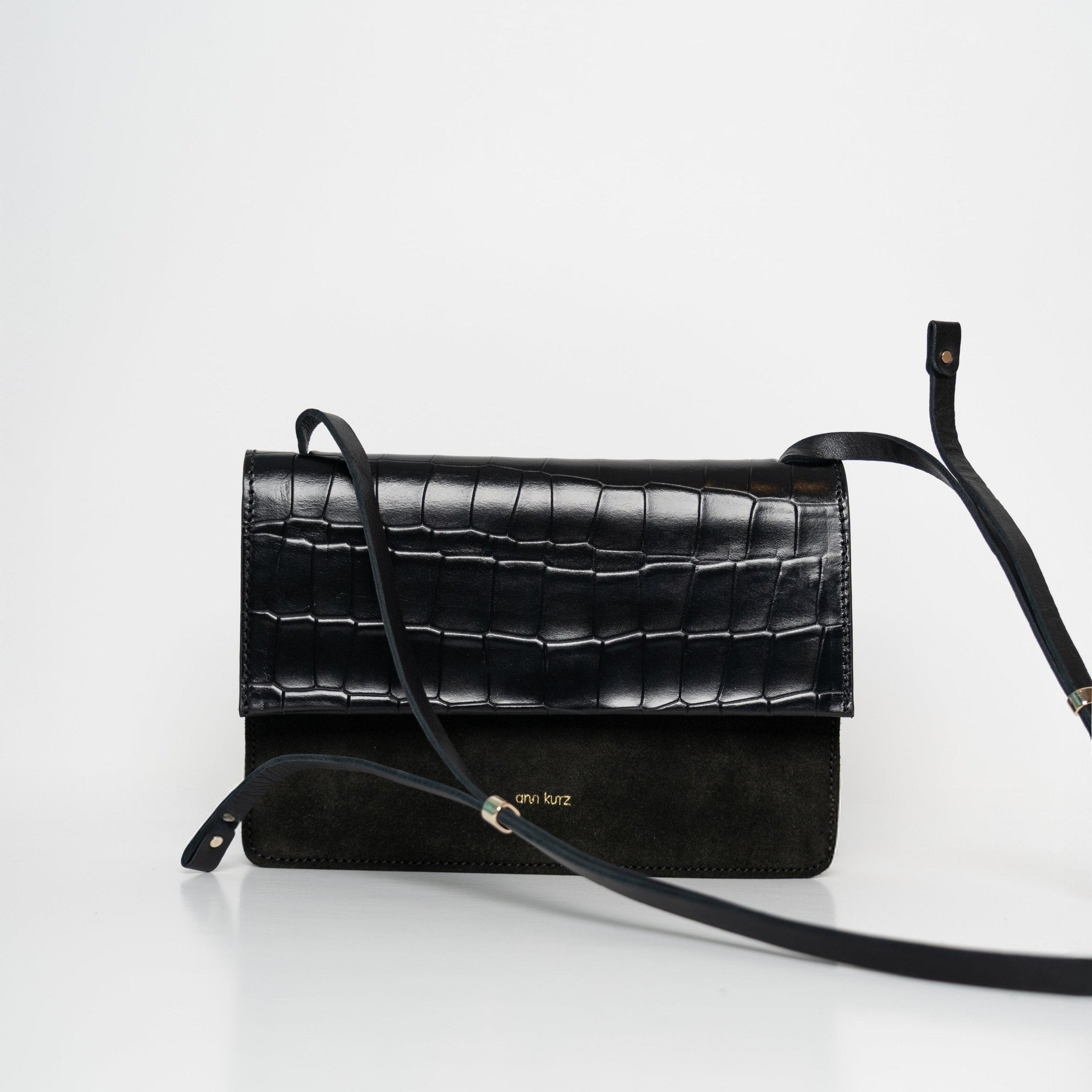 ann-kurz-phone-bag-medium-handytasche-croco-schwarz image 3