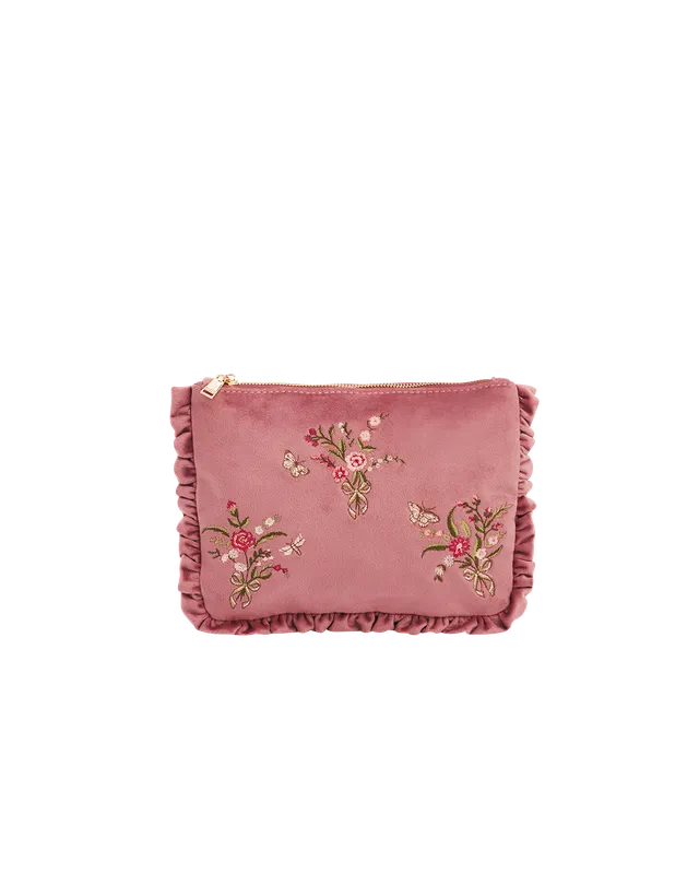 fable-england-floral-posy-pouch-samt-rosa-bestickt-m image 1