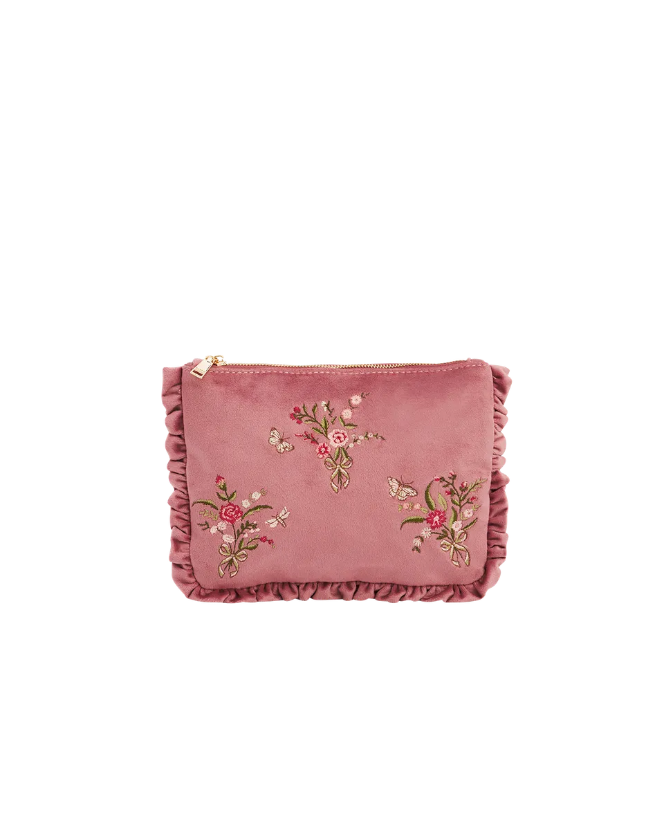 fable-england-floral-posy-pouch-samt-rosa-bestickt-m image 1