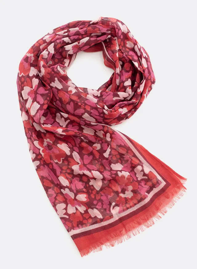 djian-elsa-schal-bio-baumwolle-floral-rot-70-x-190-cm image 1