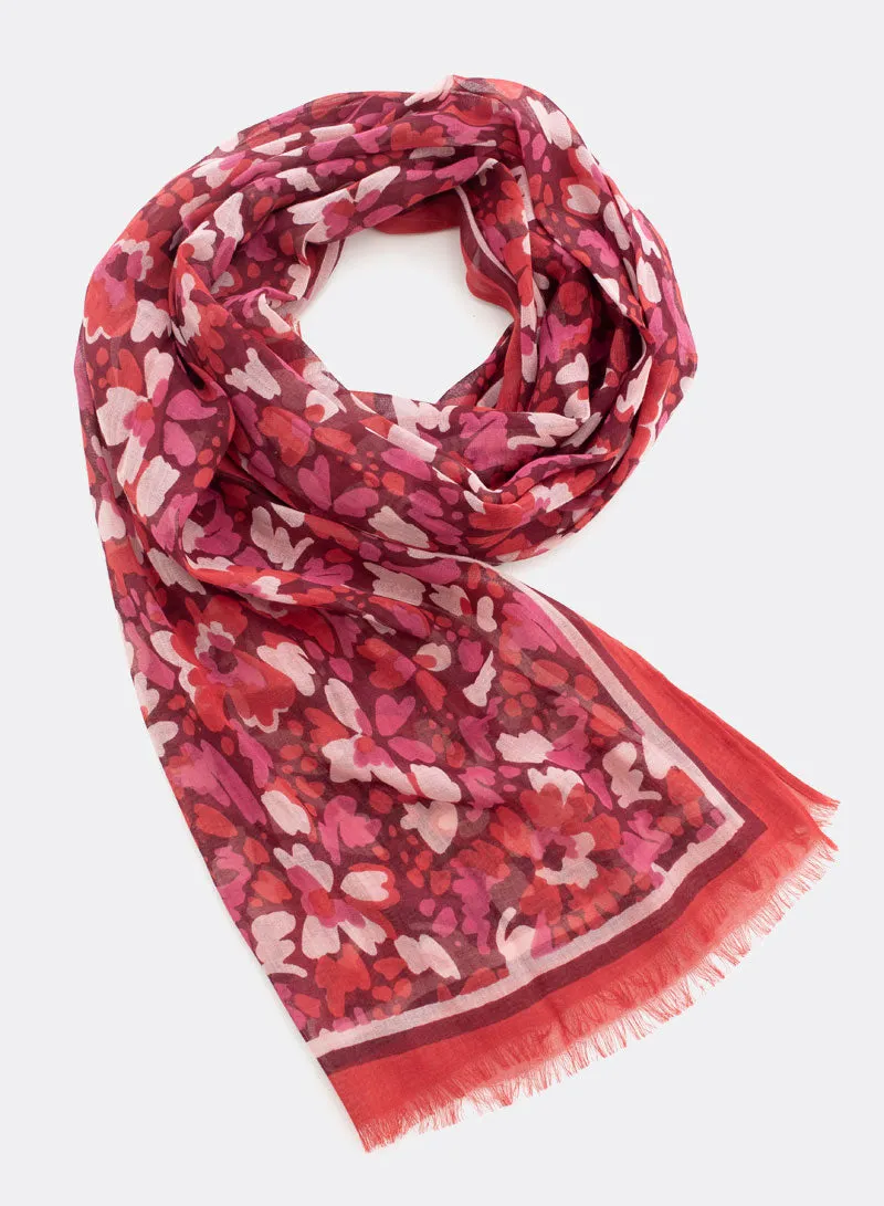 djian-elsa-schal-bio-baumwolle-floral-rot-70-x-190-cm image 1