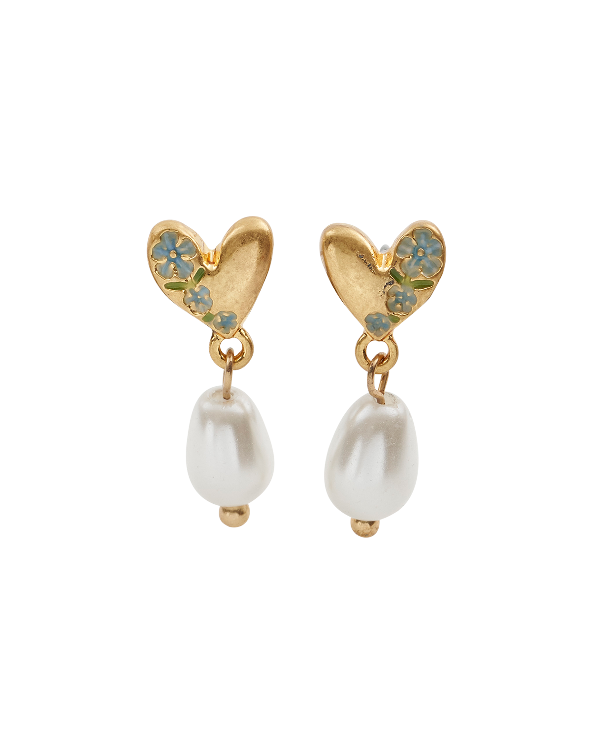 fable-england-forget-me-not-herz-ohrringe-gold-perle-emaille image 1