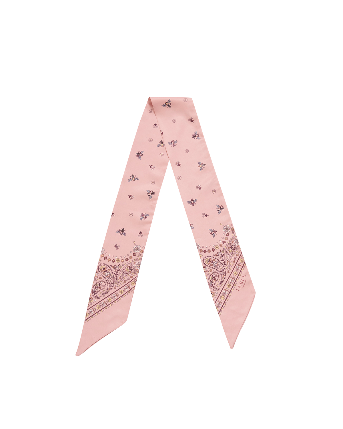 fable-england-eve-skinny-schal-pink-mit-bienen-print image 1