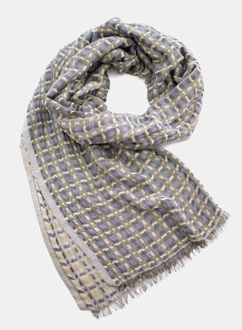 djian-katinka-schal-baumwolle-jacquard-grau-gr-n image 1