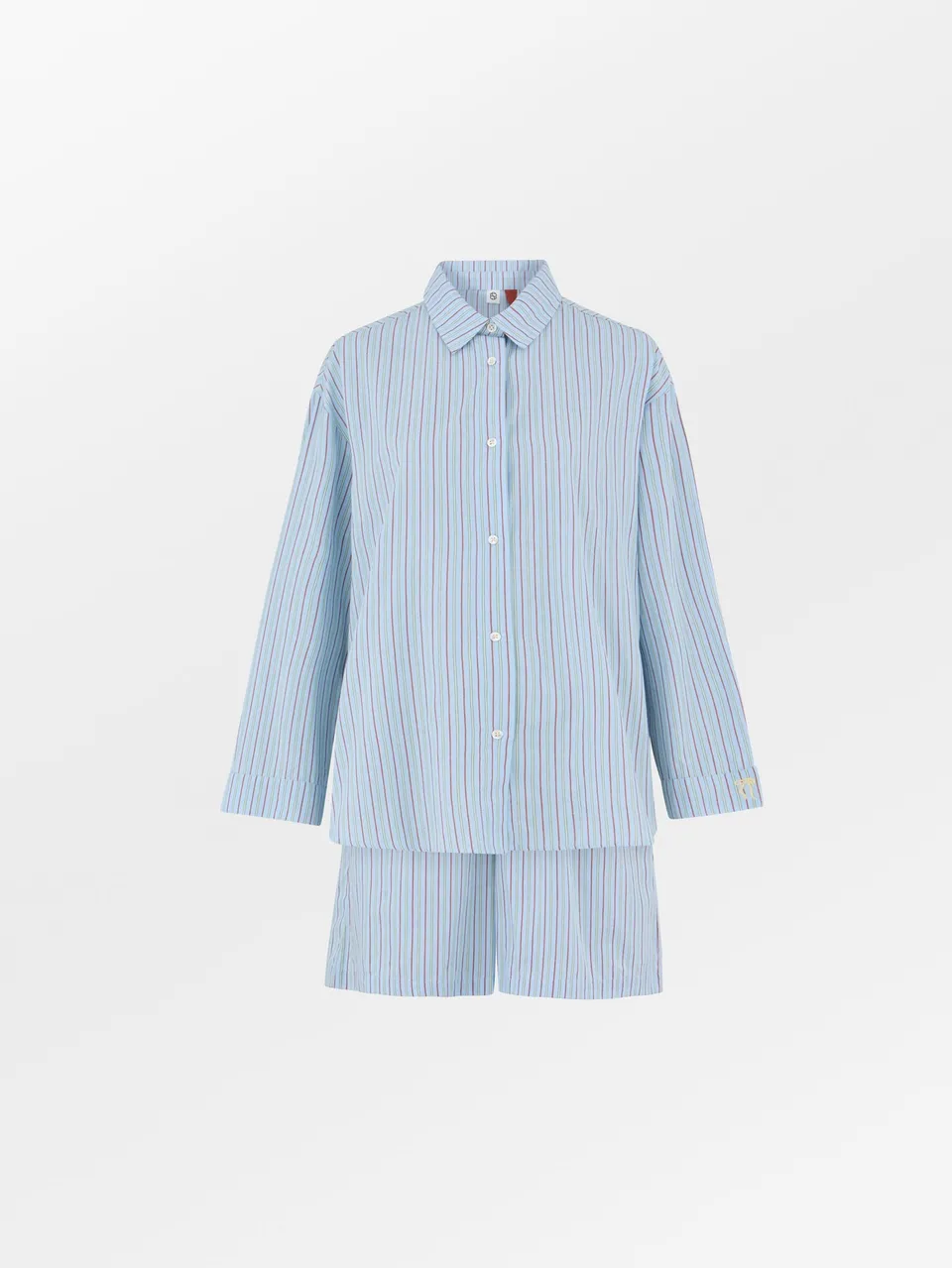 becks-ndergaard-stripel-shirt-shorts-pyjama-set-cashmere-blue image 1