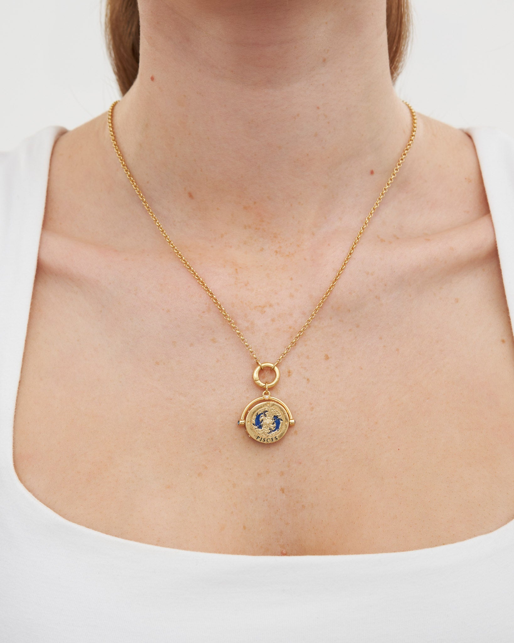 fable-england-jewellery-pisces-zodiac-spinner-halskette-gold-lapislazuli image 2