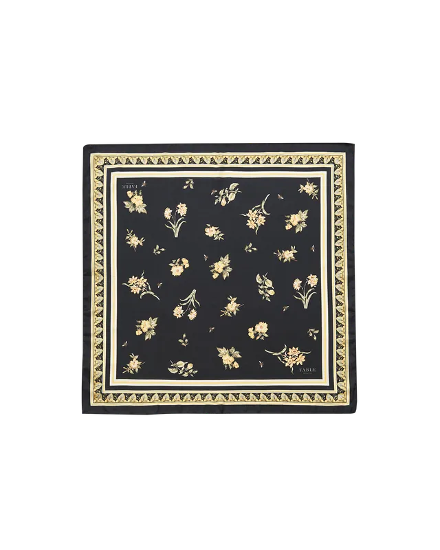 fable-england-nouveau-floral-vierecktuch-schal-schwarz-gelb image 1