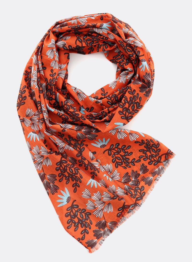 djian-fine-flowers-schal-bio-baumwolle-rot-orange image 1