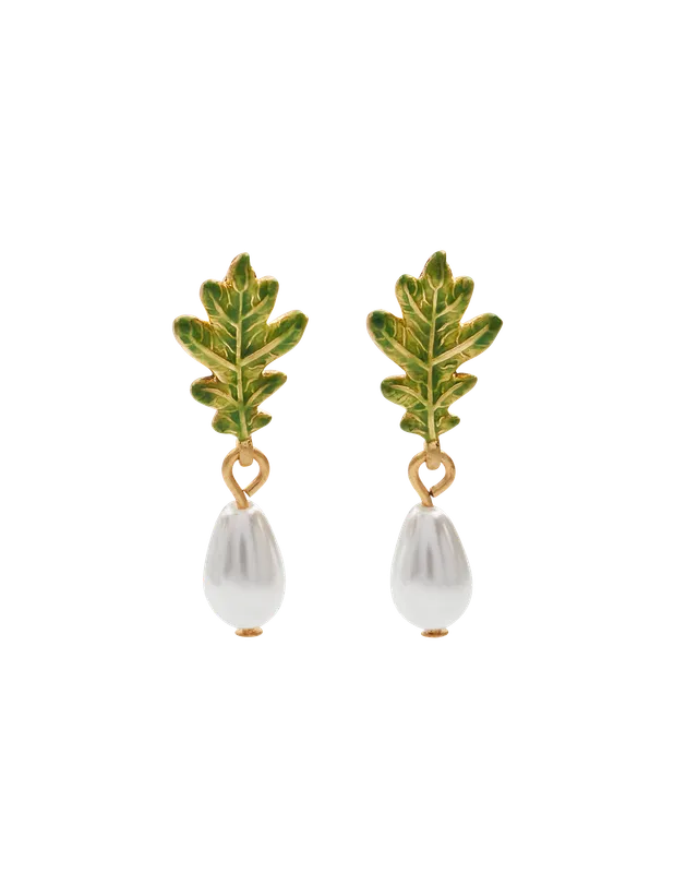 fable-england-oak-leaf-pearl-ohrringe-gold-perle image 1