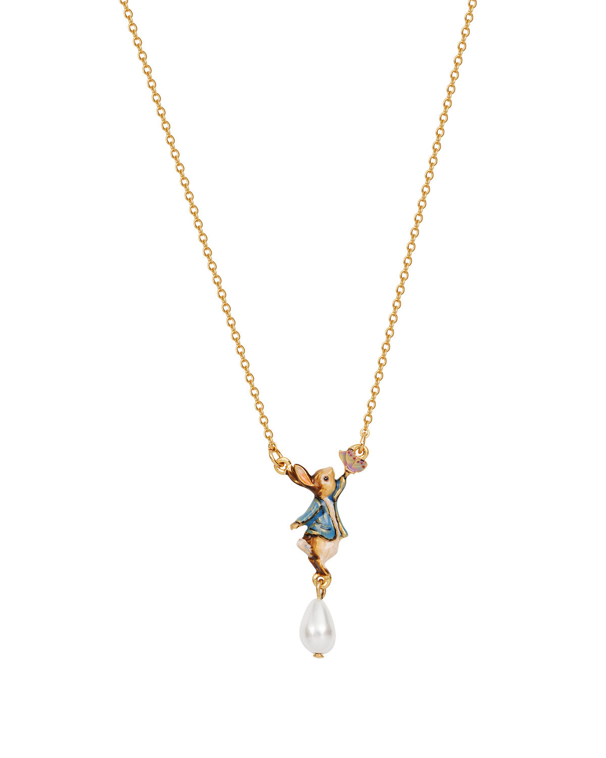 fable-england-peter-rabbit-butterfly-pearl-halskette-gold image 5