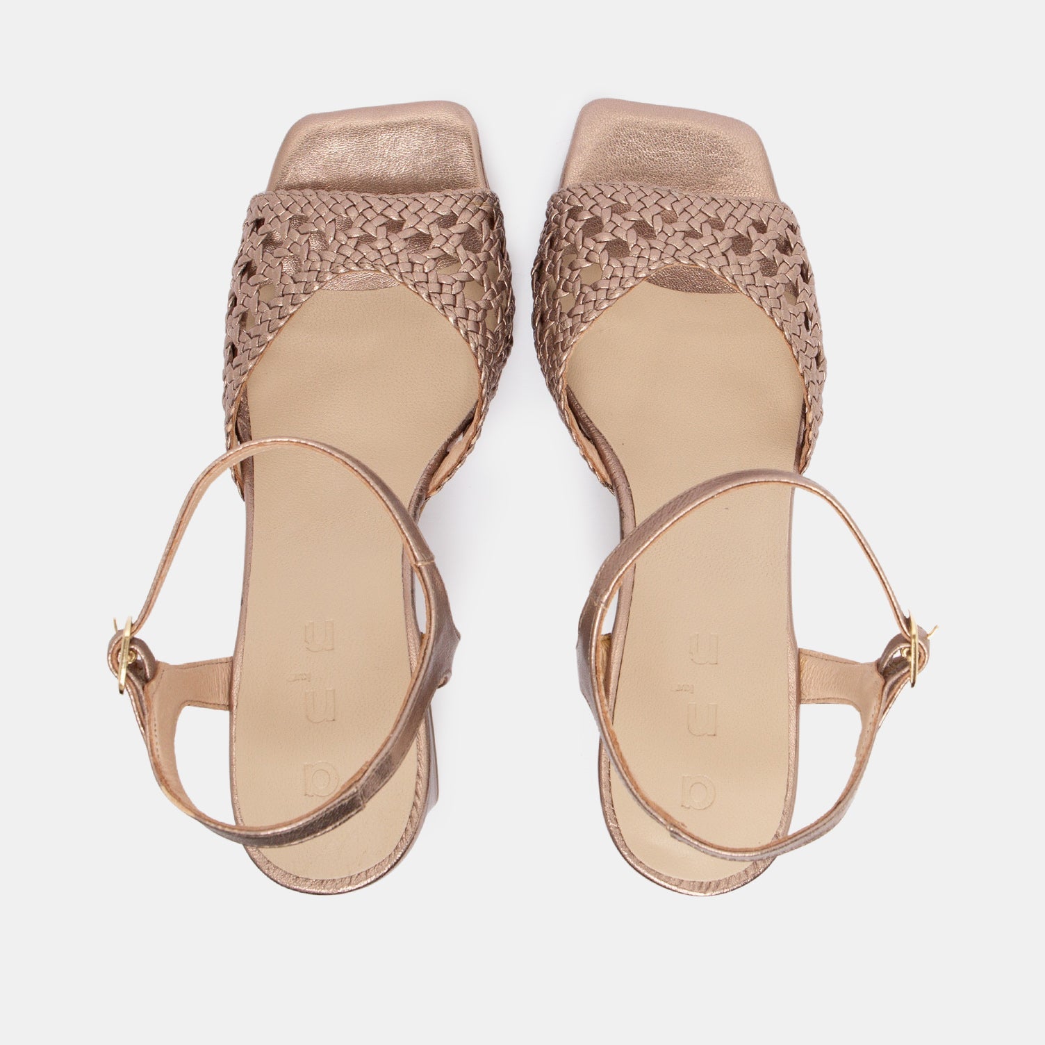 ann-kurz-braided-heel-sandalen-metallic-rame-leder image 3