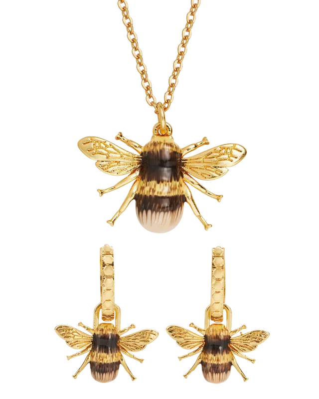 fable-england-bee-schmuckset-biene-gold-huggies image 1